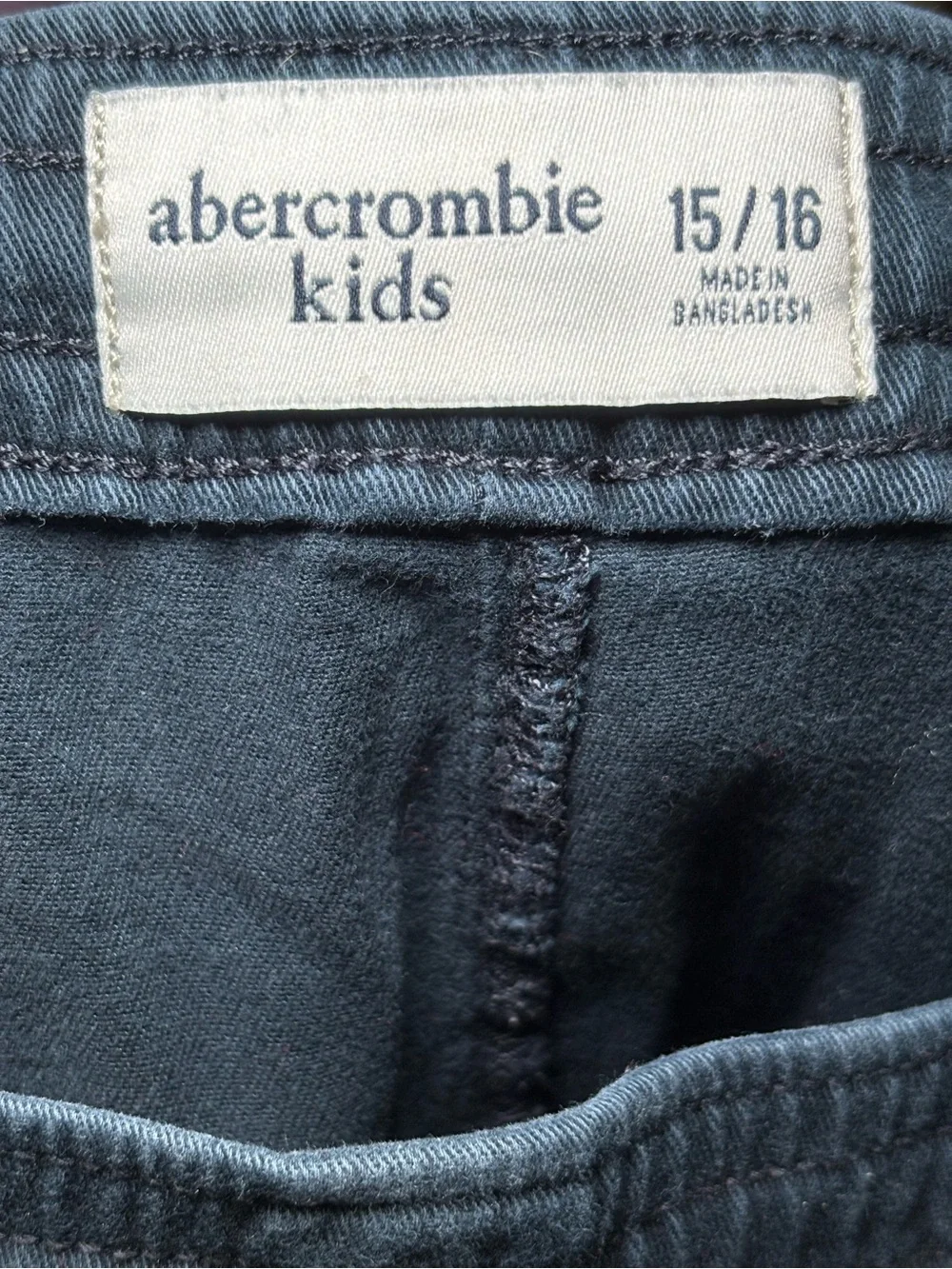 Abercrombie Kids Jogger Pants 15/16 Navy Blue Drawstring Cuffed